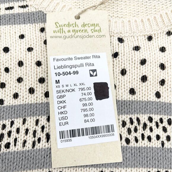 Gudrun Sjoden Favorite Sweater Womens Medium Cotton Rita Geometric Artsy Skandi - Picture 9 of 10